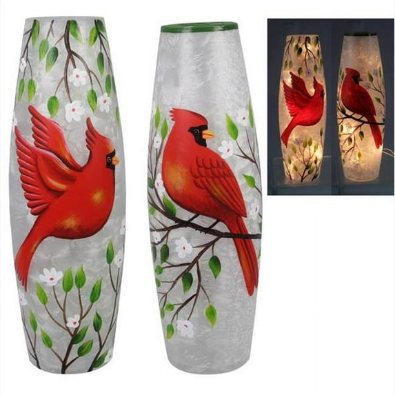 Youngs 73998 Glass Hand-Painted Cardinal with Lighting, 2 Assorted Color