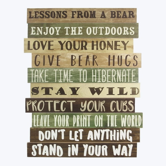 Youngs Lesson from a Bear Wooden Wall Sign