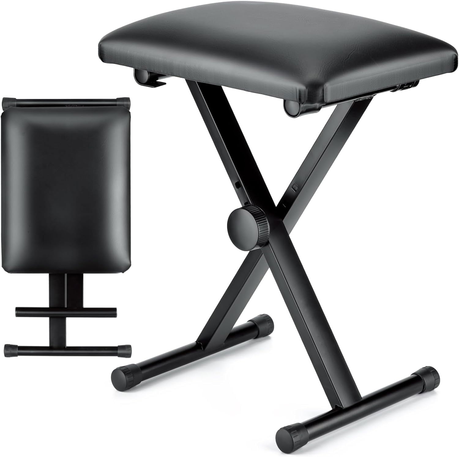 Youngshion Keyboard Bench X-Style Height Adjustable 16.5-19.6in Padded Cushion Piano Stool Bench Keyboard Chair for Keyboards Piano