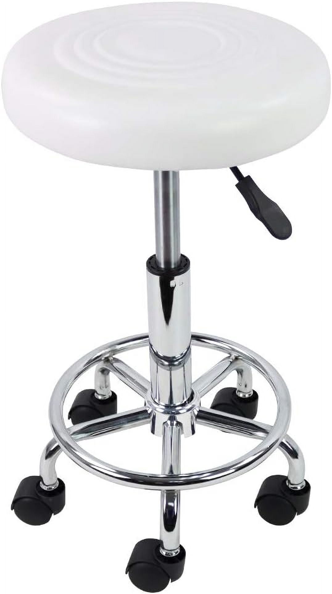 Youngshion PU Leather Modern Round Rolling Stool with Footrest Height ...
