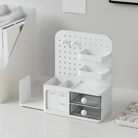 Youngster Dorm Desk Pegboard Organizer Box, Multifunctional Pen Holder and Book Stand for Study and Office Supplies Storage, Compact and Efficient Workspace Solution