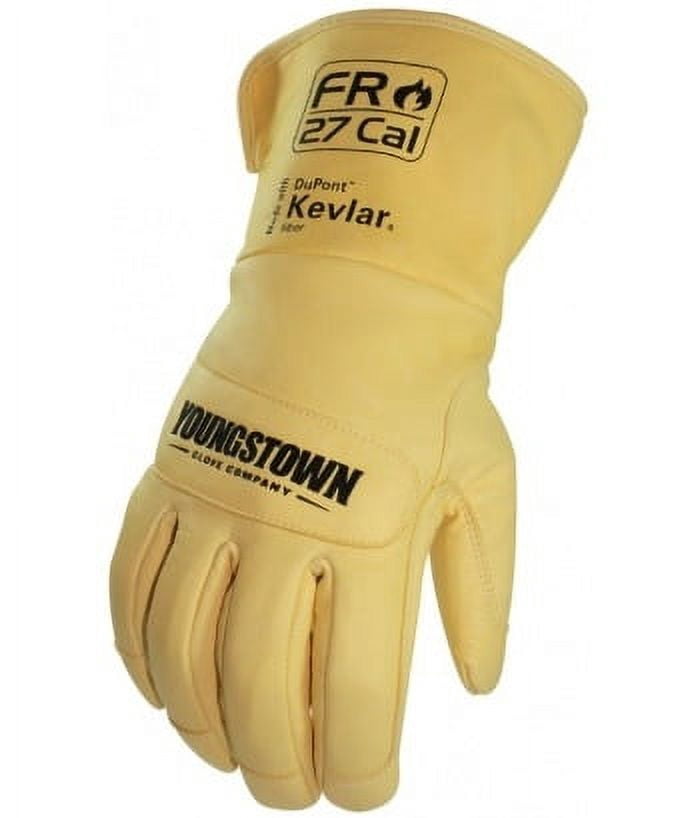 1-Pair Youngstown 12-3275-60-L Leather Long Cuff Work Glove, Kevlar Lined, Tan, Size Large