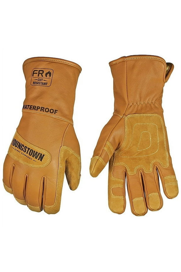 Winter Waterproof Gloves, Goatskin Leather Palm, DuPont Kevlar Lining, Tan, M