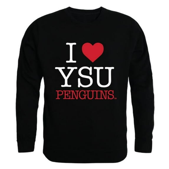 Youngstown State University I Love Crewneck T-Shirt, Black - Small