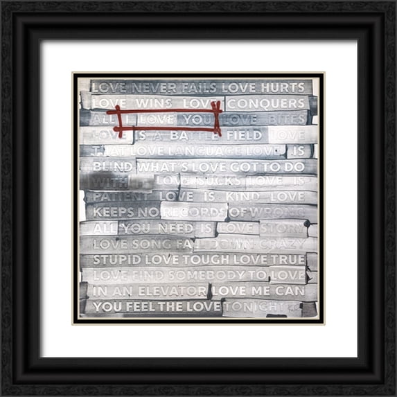 Youngstrom, Kent 12x12 Black Ornate Wood Framed with Double Matting Museum Art Print Titled - Graffiti Love Sq