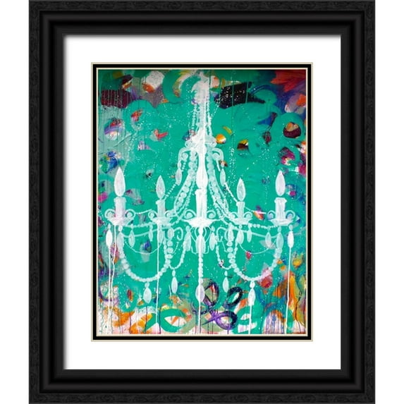 Youngstrom, Kent 12x14 Black Ornate Wood Framed with Double Matting Museum Art Print Titled - Emerald Chandelier