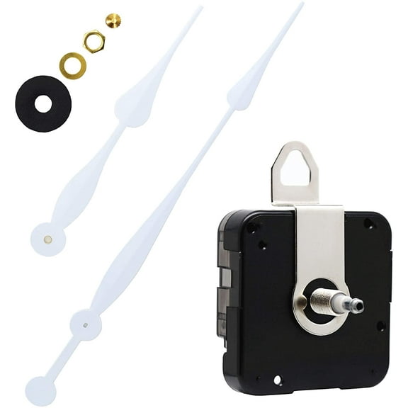 Youngtown 12888 High Torque Long Shaft Clock Movement Mechanism with 12 Inch Long Spade Hands (White 1 Set)