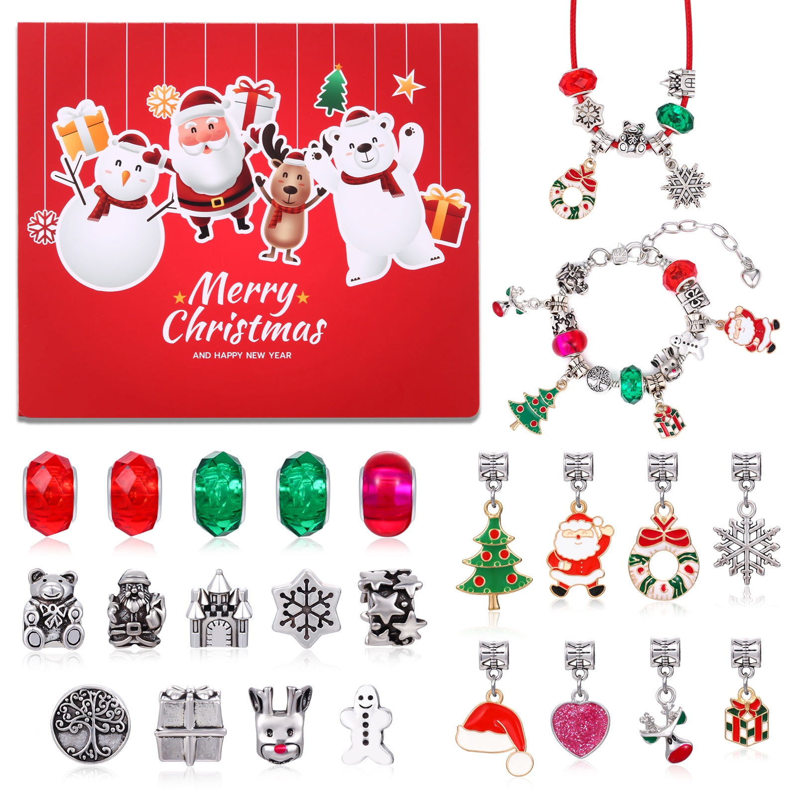 YoupWaven Christmas Bracelets Advent Calendar 2025 for Girls, 24 Days