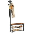 thumbnail image 1 of Youpins Coat Rack Shoe Bench with Floor Protector Pads, Rustic Brown, 1 of 7