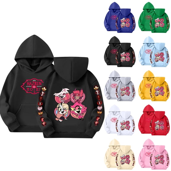 Youpwaven Has Been Cartoon Hoodies - Long Sleeve Graphic Pink Figures Double-sided & Sleeves Print Pullover Sweatshirt for K'i'ds B'o'ys G'i'rls, Beige