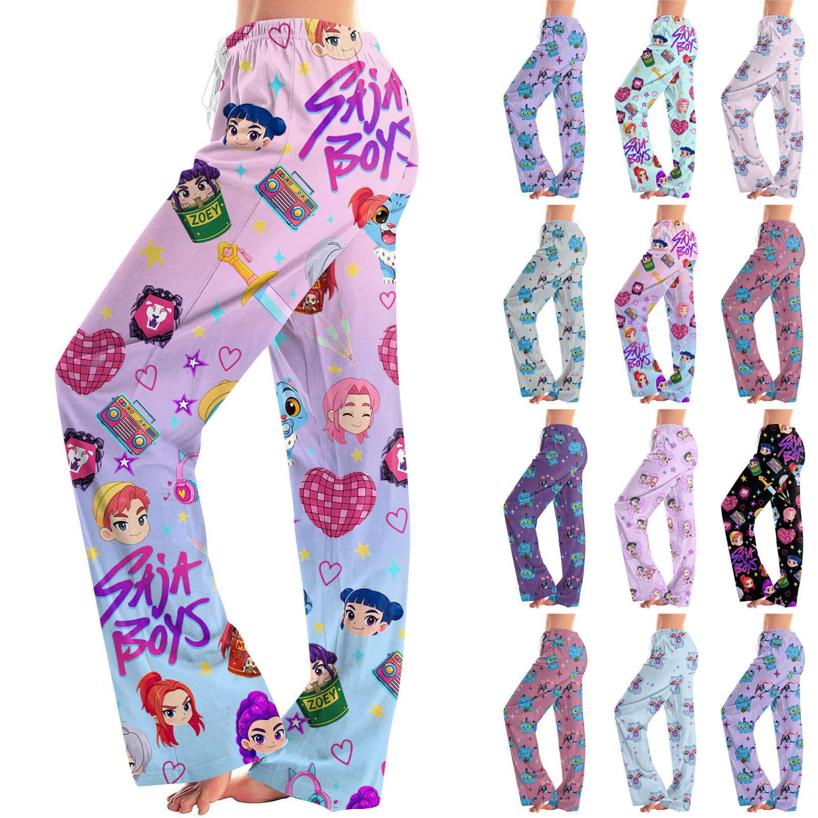 Youpwaven Demon Pop Singers Hunters Pajamas Pants, Pop Singer Women's ...