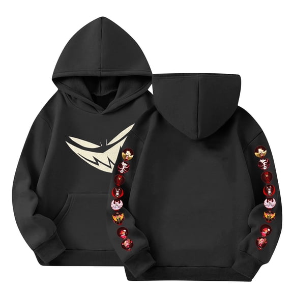 Youpwaven Has Been Cartoon Devil Face Hoodies - Front & Sleeves Print Casual Pullover Clothes Graphic Sweatshirt Gifts for K'i'ds, Black