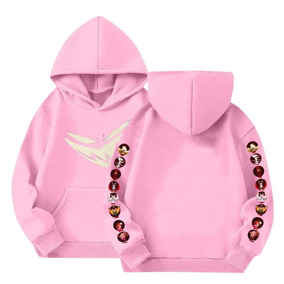 Youpwaven Has Been Cartoon Devil Face Hoodies - Front & Sleeves Print Casual Pullover Clothes Graphic Sweatshirt Gifts for K'i'ds, Pink