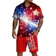 thumbnail image 1 of Youpwaven Men's 250th Anniversary Patriotic Outfit Set, Commemorative Short Sleeve Button Down Shirt & Mesh Shorts, 2-Piece USA Flag Celebratory Suit, 1 of 6