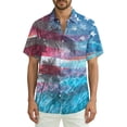 thumbnail image 1 of Youpwaven Men's USA 250th Anniversary Hawaiian Shirt, Patriotic American Flag & Palm Tree Graphic Short Sleeve Button Down, Summer Independence Day Tropical Top M-3XL, 1 of 6