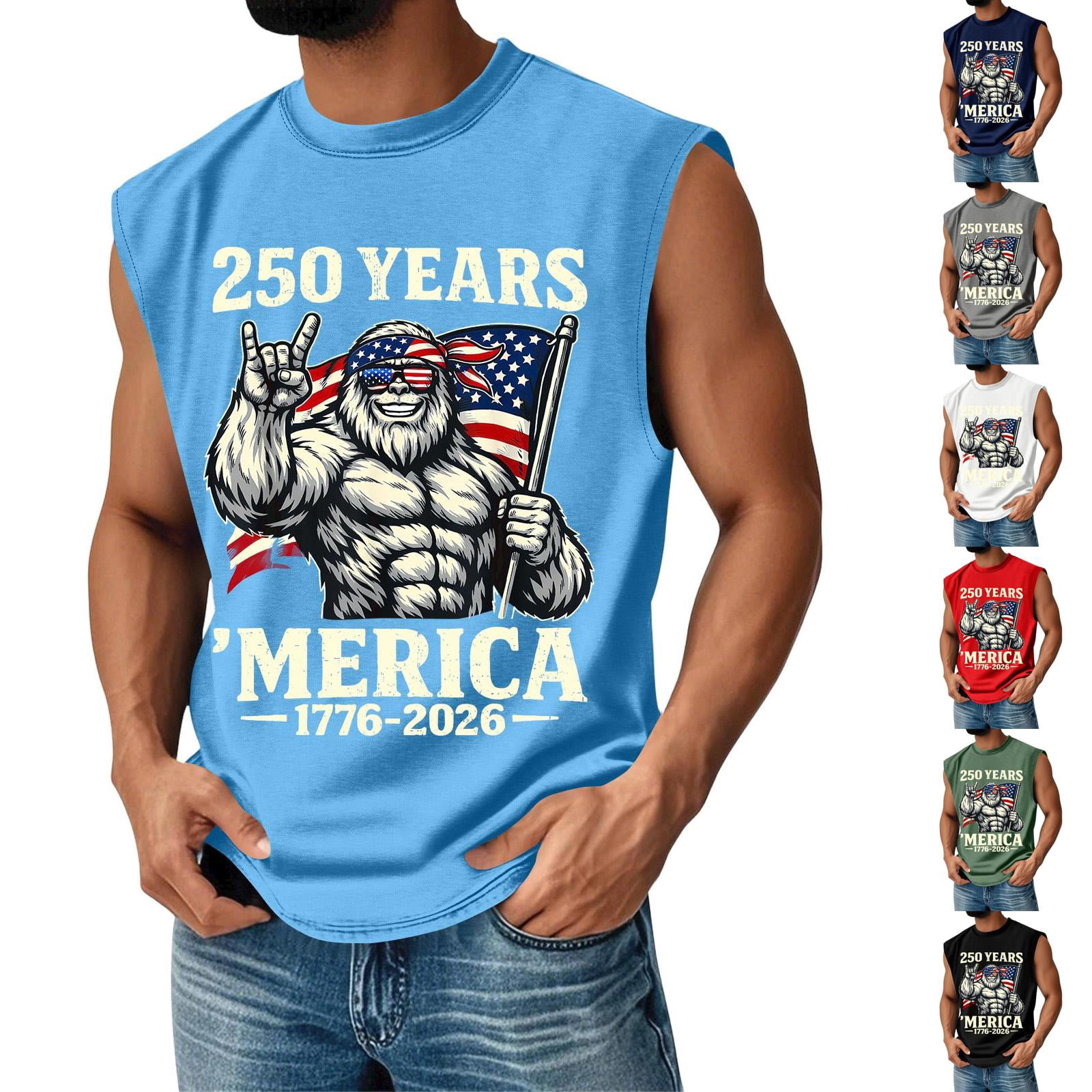 Youpwaven Men's USA 250th Anniversary Tank Top, Funny 4th of July ...