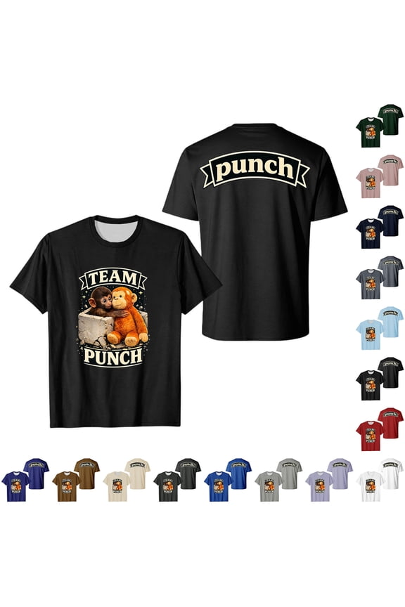 Punch the Monkey Men's Waffle Fabric T-Shirt, Heartwarming Monkey & Gorilla Plushie Print, Fashion Casual Short Sleeve Summer Apparel