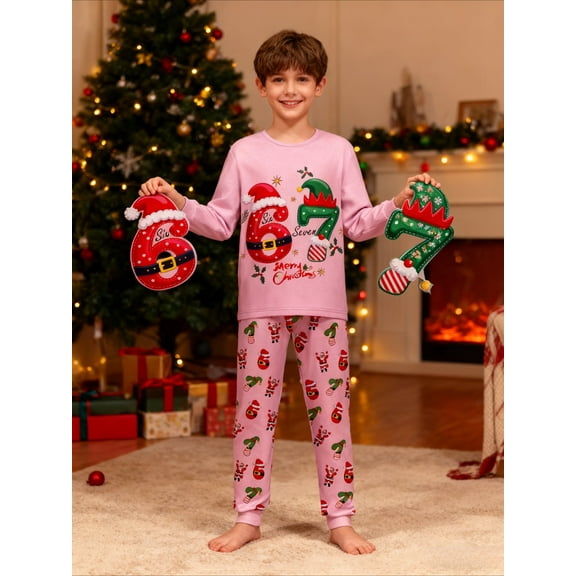 Youpwaven Six Seven 6 7 meme Christmas Pajamas Set 67 Tops and Pants Outfits for K'i'ds 2Pcs Sleepwear Clothes Sets B'o'ys G'i'rls Outfit
