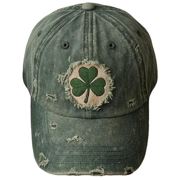 Youpwaven Unisex St. Patrick's Day Vintage Shamrock Hat, Distressed Oxford Cloth Baseball Cap, Retro Lucky Clover Headwear Gifts