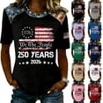 thumbnail image 1 of Youpwaven Women's America 250th Anniversary USA T-Shirt, 1776-2026 We The People Patriotic Graphic Top, 250 Years Celebration Independence Day Crew Neck Tee, 1 of 5