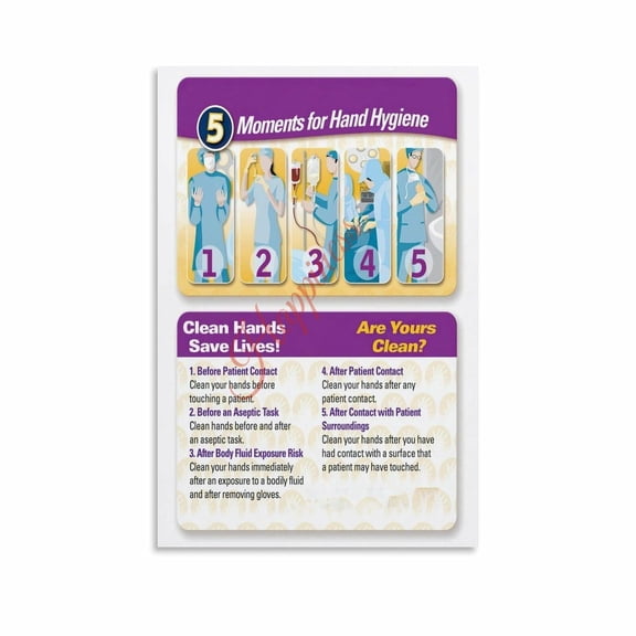 Your 5 Moments for Hand Hygiene Poster Hospital Bathroom Hand Hygiene Posters (53) Canvas Painting Wall Art Poster for Bedroom Living Room Decor
