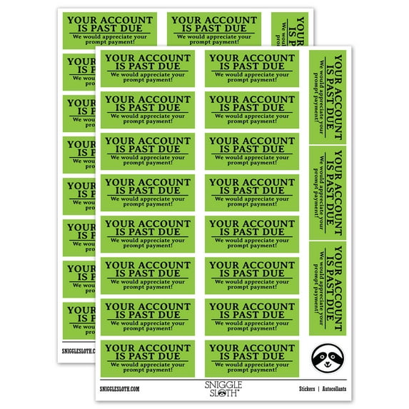 Your Account is Past Due Billing Payment Sticker Set - Light Green - Matte Finish - 2.00" Large