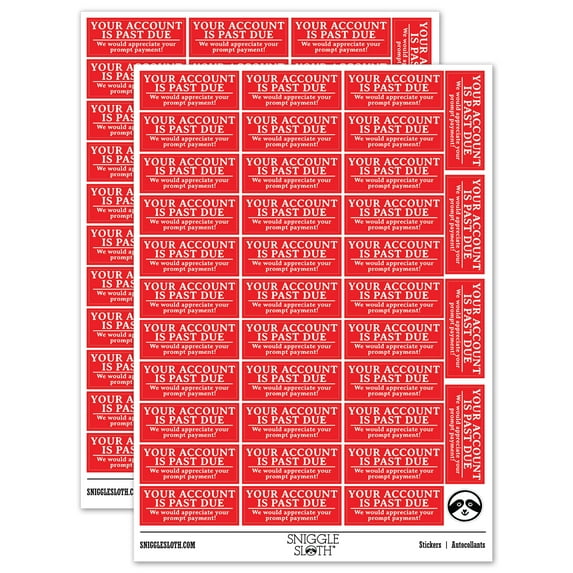 Your Account is Past Due Billing Payment Sticker Set - Red - Matte Finish - 1.5" Small