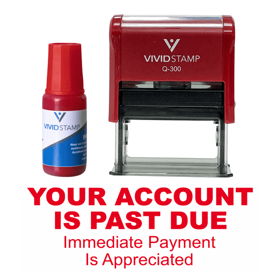 Your Account is Past Due Self Inking Rubber Stamp Combo with Refill (Red Ink) - Large