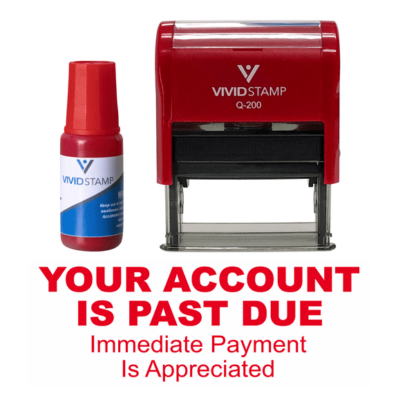 Your Account is Past Due Self Inking Rubber Stamp Combo with Refill (Red Ink) - Medium