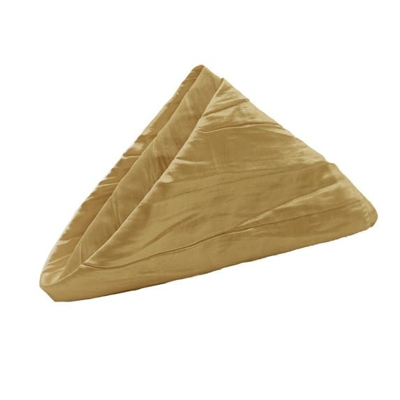 Your Chair Covers - 10 Pack 20 Inch Crinkle Taffeta Cloth Napkins Gold
