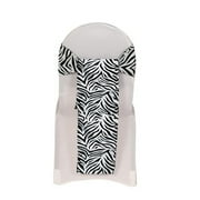 Your Chair Covers - 10 Pack Damask Zebra Taffeta Sashes White and Black