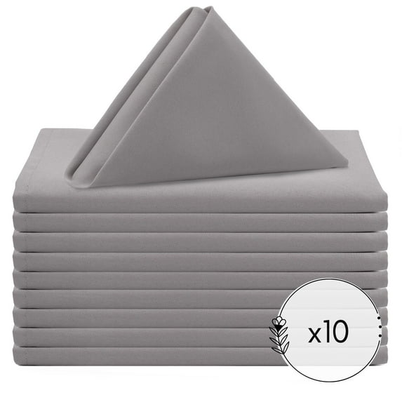 Your Chair Covers - 10 Pack, Gray 20 Inch Polyester Cloth Napkins Perfect for restaurants, weddings, dinners, or birthday parties.