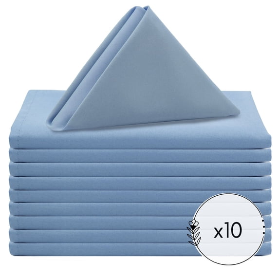Your Chair Covers - 10 Pack, Light Blue 20 Inch Polyester Cloth Napkins for Restaurants, Weddings, Dinner or Birthdays Parties