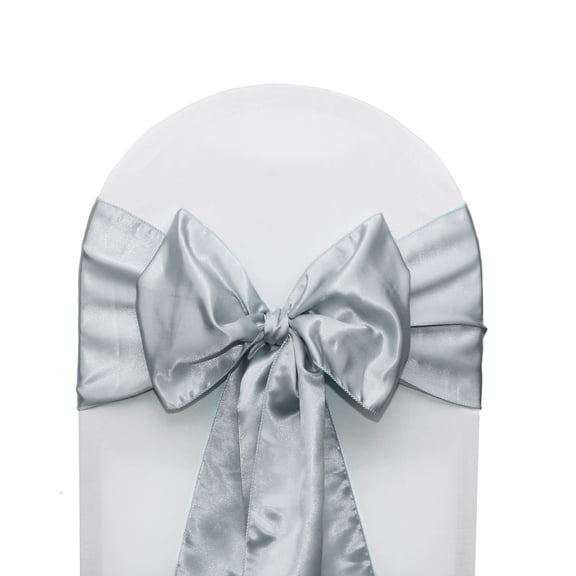 Your Chair Covers - 10 Pack Satin Sashes Silver