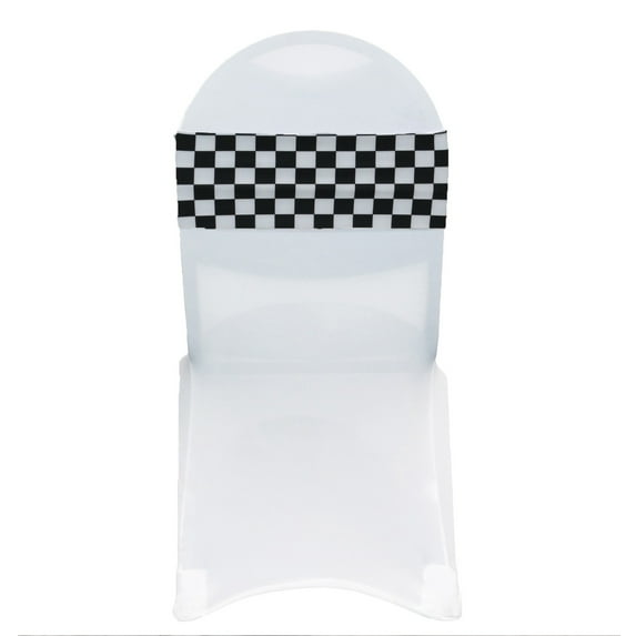 Your Chair Covers - 10 Pack Stretch Spandex Chair Bands Black and White Checkered