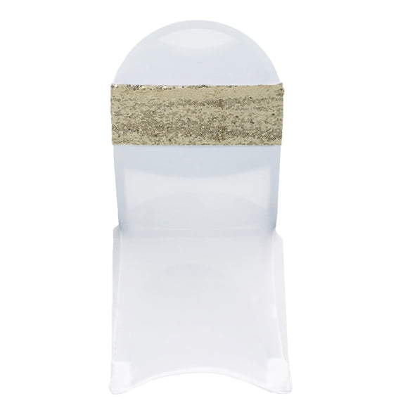 YCC Linens - 10 Pack Stretch Spandex Glitz Sequin Bands Champagne