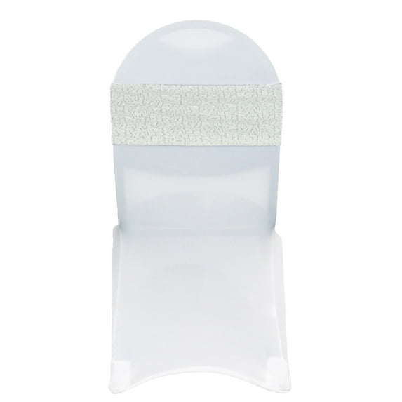 Your Chair Covers - 10 Pack Stretch Spandex Glitz Sequin Bands White