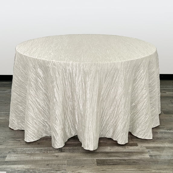 Your Chair Covers - 108 Inch Round Crinkle Taffeta Tablecloth Ivory