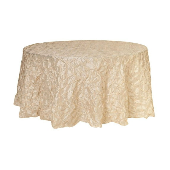 Your Chair Covers - 120 Inch Pinwheel PInched Taffeta Round Tablecloth Ivory
