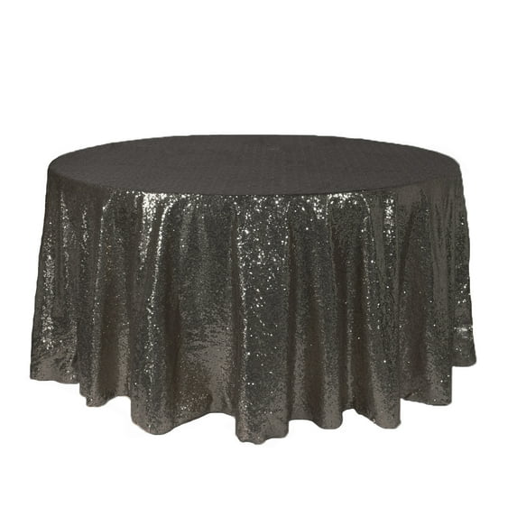 Your Chair Covers - 120 Inch Round Glitz Sequin Tablecloth Black
