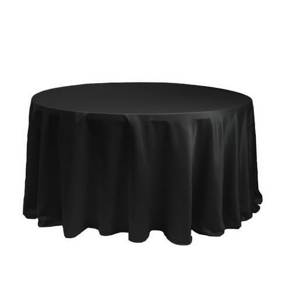 Your Chair Covers - 120 Inch Round L'amour Tablecloth for weddings, baby shower, quinceaneras, parties etc. - Black