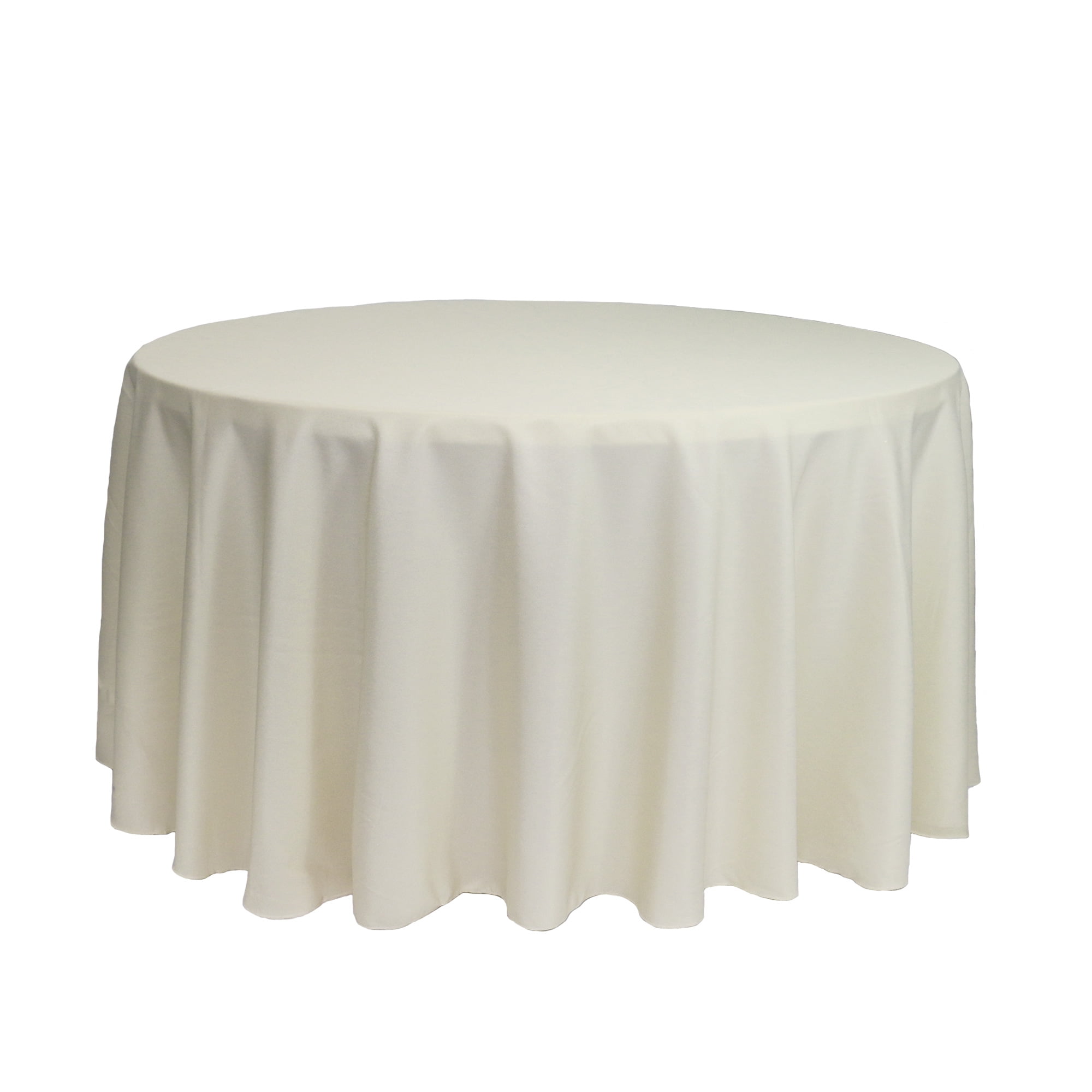 Ivory 120-Inch Round Polyester Fabric Tablecloth