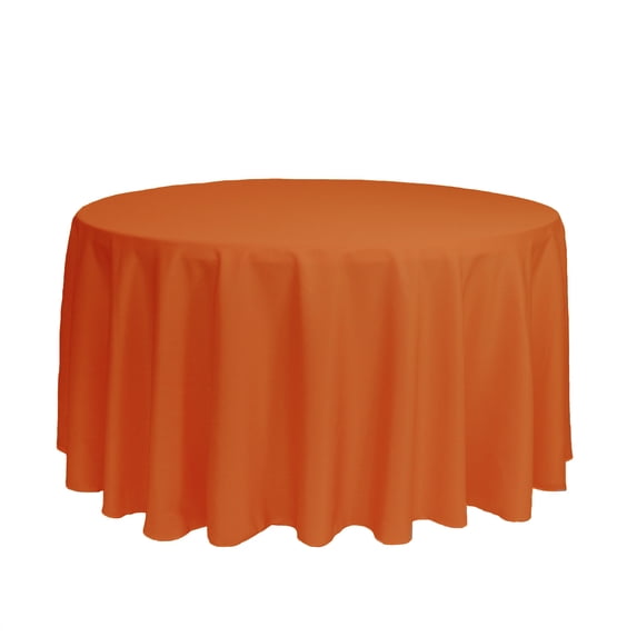 Your Chair Covers - 120 Inch Round Polyester Tablecloth Orange