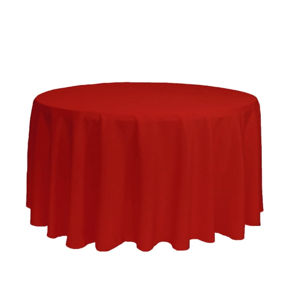YCC Linens - 120 Inch Round Polyester Tablecloth Red