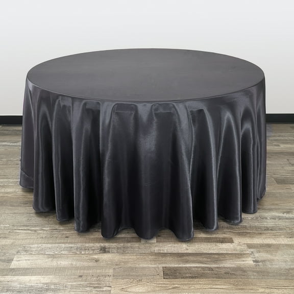 Your Chair Covers - 120 Inch Round Satin Tablecloth Black