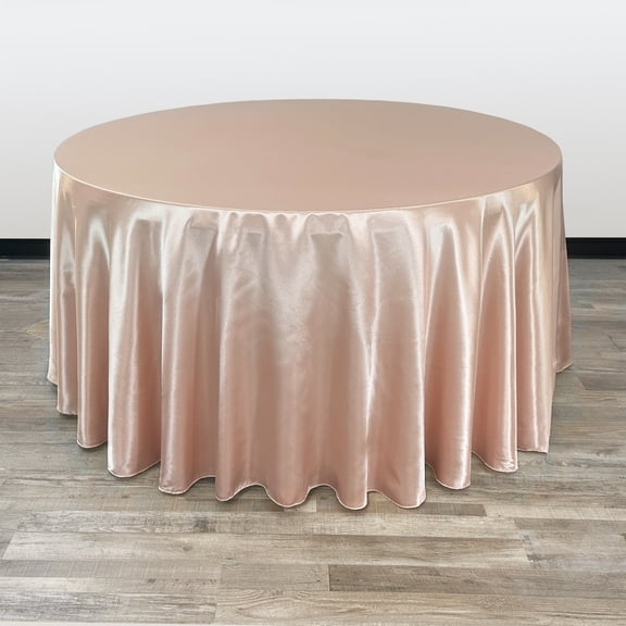 Your Chair Covers - 120 Inch Round Satin Tablecloth Blush