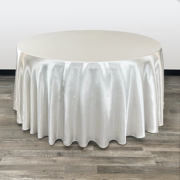 Your Chair Covers - 120 Inch Round Satin Tablecloth Ivory