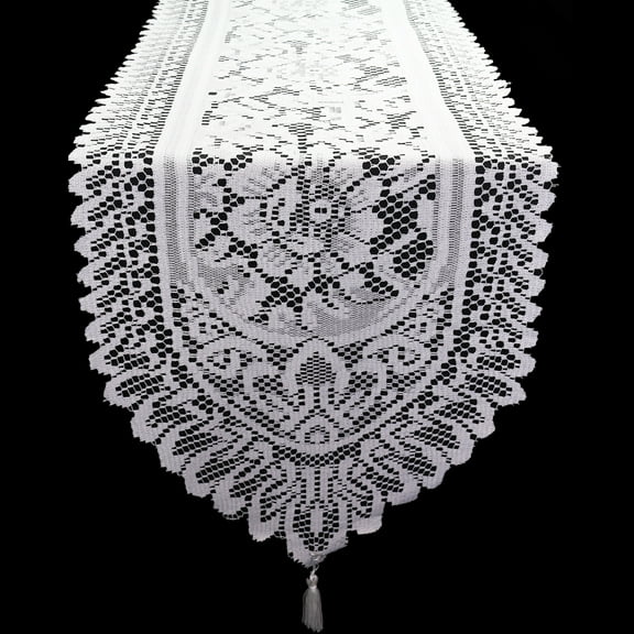Your Chair Covers - 13 x 108 Inch Crochet Lace Table Runner White