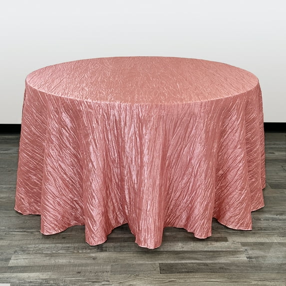 Your Chair Covers - 132 Inch Round Crinkle Taffeta Tablecloth Coral