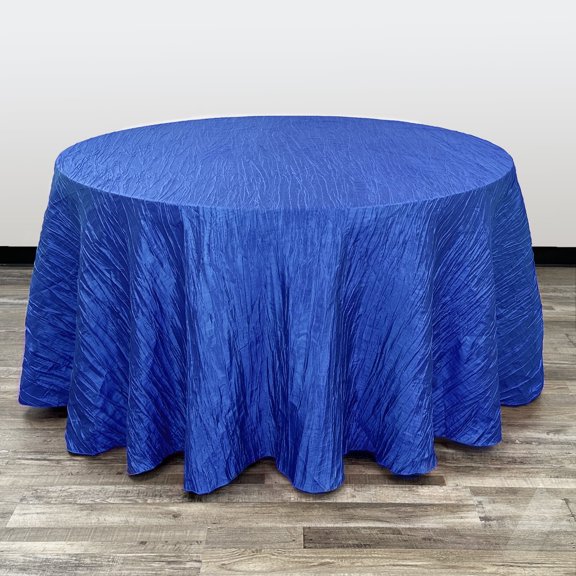 YCC Linens - 132 Inch Round Crinkle Taffeta Tablecloth Royal Blue